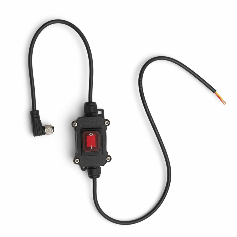 90cm Inline Rocker Switch Cable Assembly with M12 Waterproof Connector
