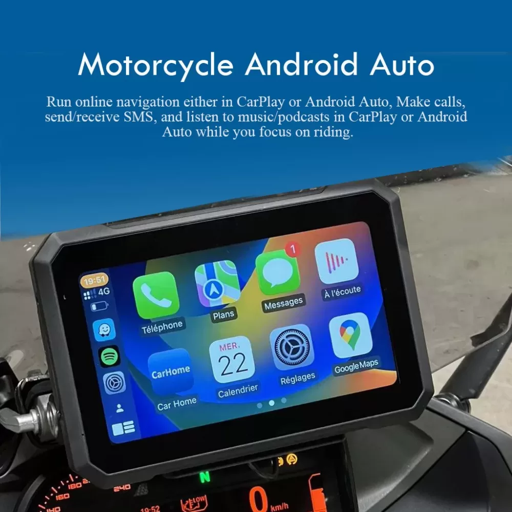 C7 Motorcycle CarPlay 7-inch IPS 1000 nits Waterproof Rugged