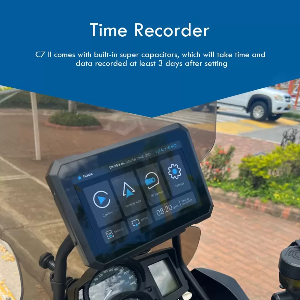 carplay motorcycle C7 II with time recorder
